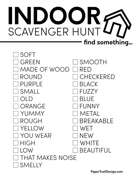 Indoor Scavenger Hunt Template