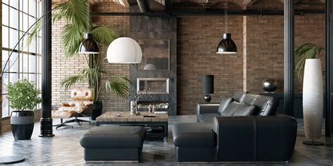 Industrial chic interior design template