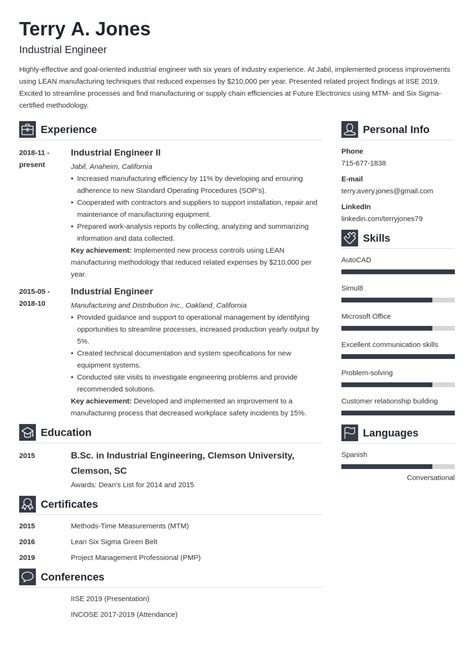 Industrial Engineer Resume