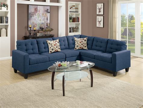 Industrial Navy Blue Sectional in a Loft-Style Living Room