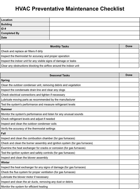 Industry Association Preventive Maintenance Template