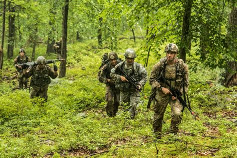 Infantry members in training