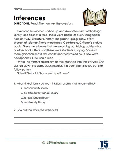 Inference Worksheet for Preteens