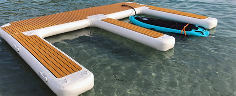 Inflatable dock platforms for water sports and leisure