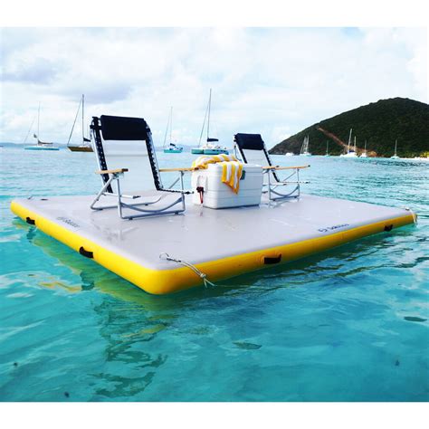 Inflatable dock platforms for water sports and leisure