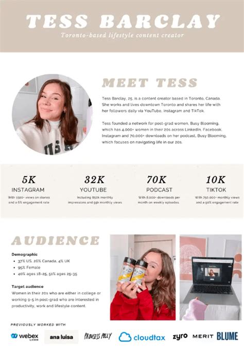 Influencer media kit template example 3