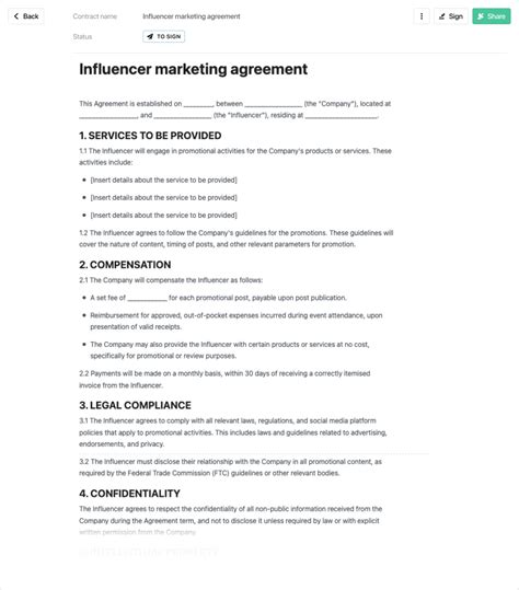 Influencer UGC Contract Template