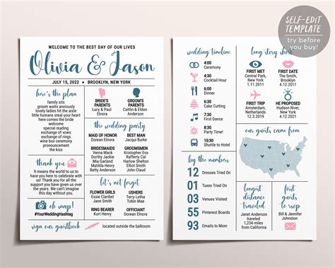 Infographic Wedding Program Template 1