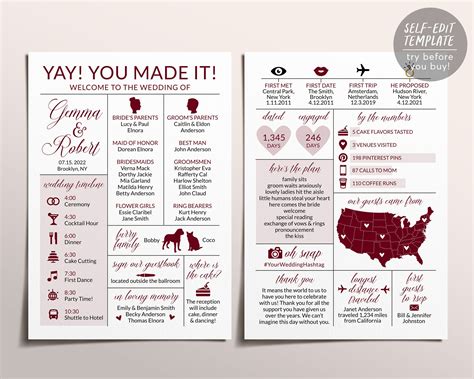 Infographic Wedding Program Template 3