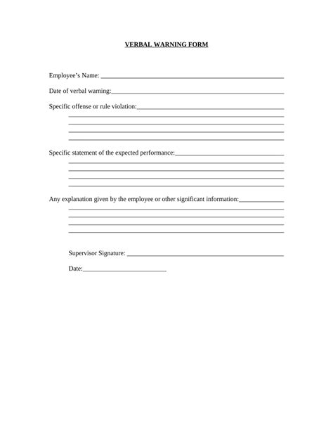 Informal Verbal Warning Template PDF