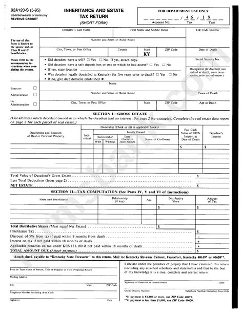 Inheritance Tax Return Form