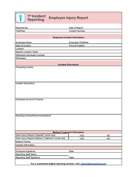 Injury Report Work Note Template