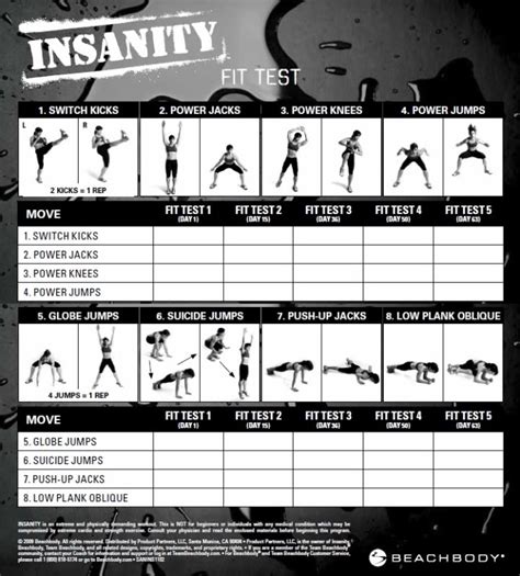 Insanity workout calendar printable format