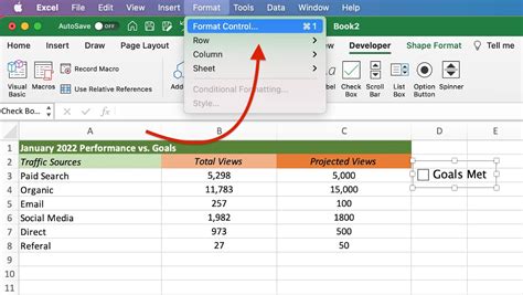 Insert Checkbox in Excel for Mac