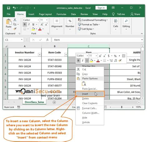 Insert Columns in Excel