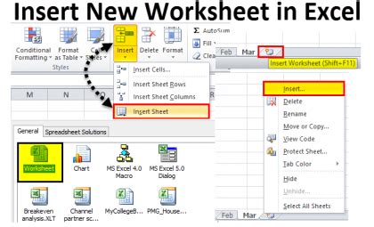 Insert Excel Worksheet Methods