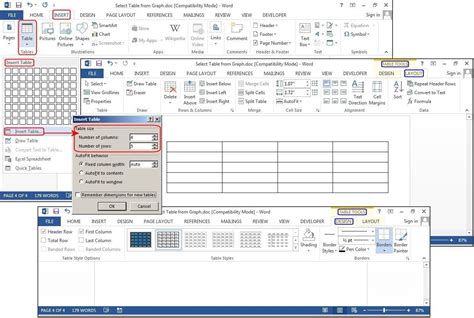 Inserting Excel table into Word using the 'Insert Table' feature