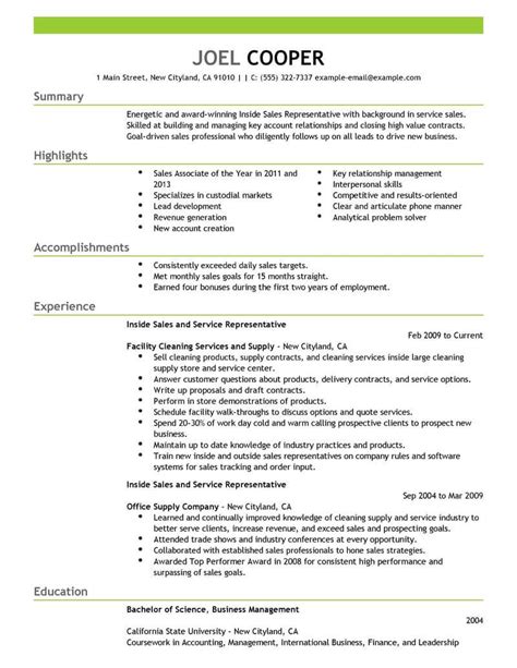 Inside Sales Resume with Achievements Section