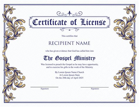 Instant Minister License Certificate