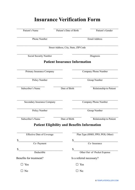 Insurance Verification Forms