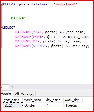 INT and DATEPART functions example