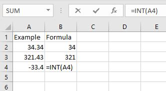 Example of INT and YEAR Functions in Excel