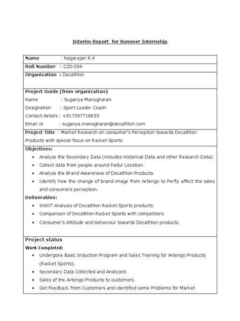 Sample Interim Report for Food Stamps