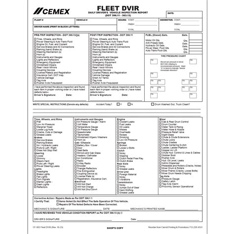 Intermodal DVIR Form