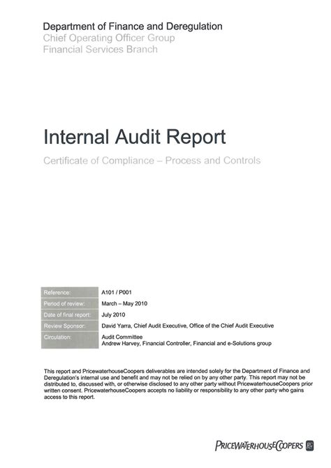 Internal Audit Report Template PDF