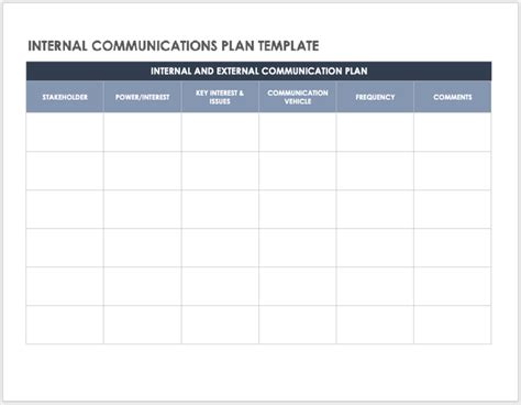 Internal Communication Plan Template in Excel Advanced