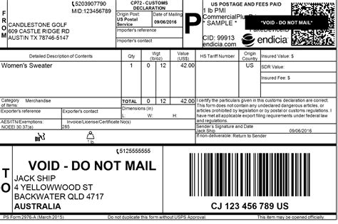 International Shipping Label Template