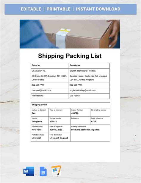 International Shipping Template