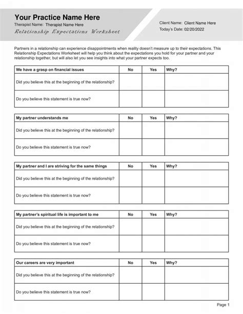 Intimacy expectations worksheet