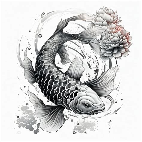 Intricate koi carp tattoo featuring complex patterns and shading