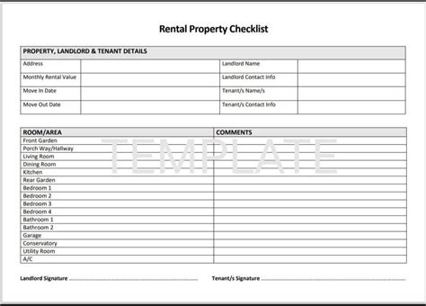 Inventory Checklist Template for Rental Properties