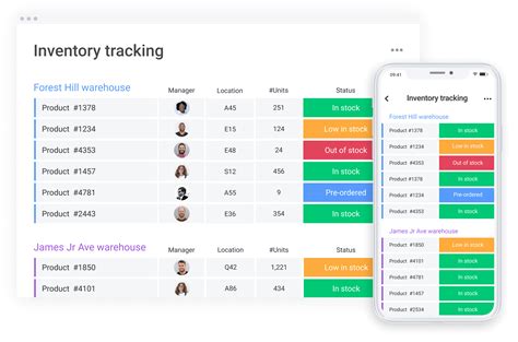 Inventory management tracking system on tablet screen