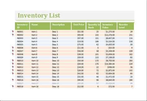 inventory management worksheet