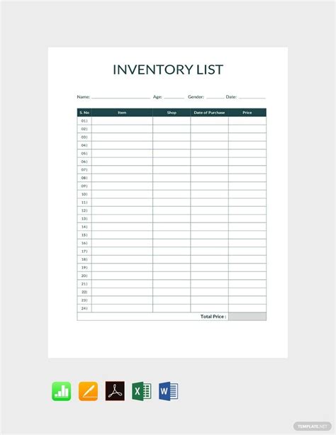 Inventory Template 1