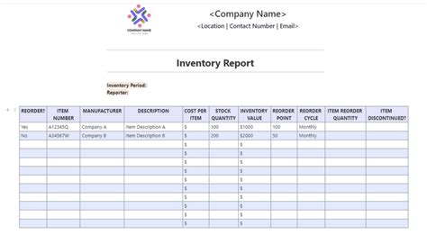 Inventory Template 10