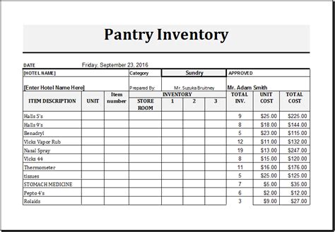 Inventory template Excel example 4