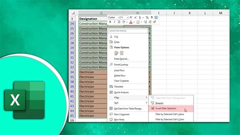 Invert Selection in Excel