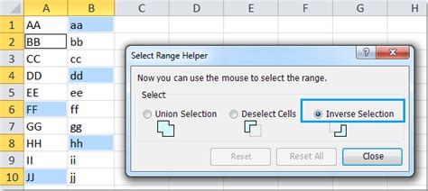 Invert selection in Excel