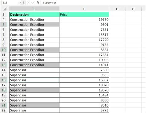 Invert selection in Excel using Ctrl key