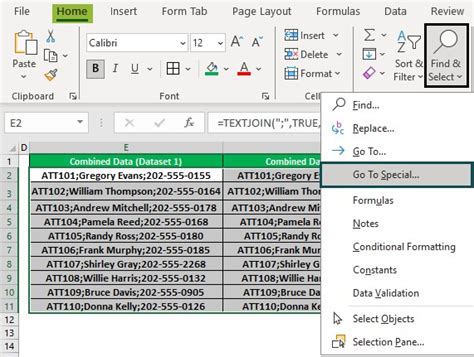 Invert selection in Excel Go To Special command