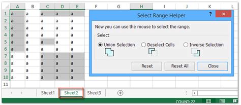 Invert selection in Excel selection range