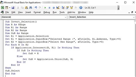 Invert Selection using VBA Macro