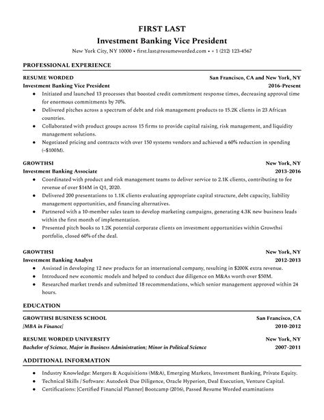 Investment Banking Resume