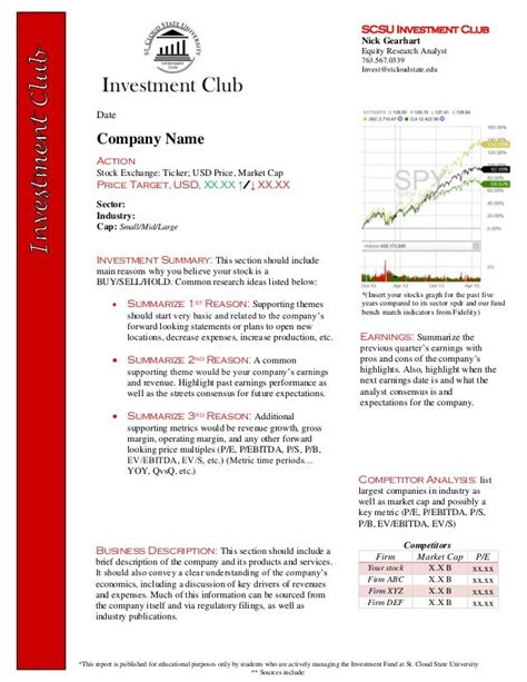 Investment Club Research