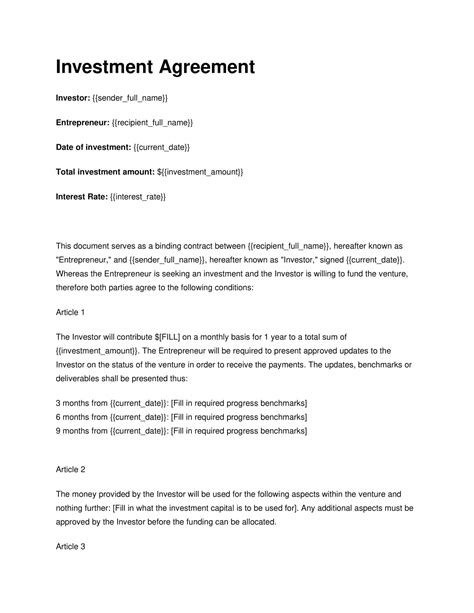 Benefits of Using an Investment Contract Template