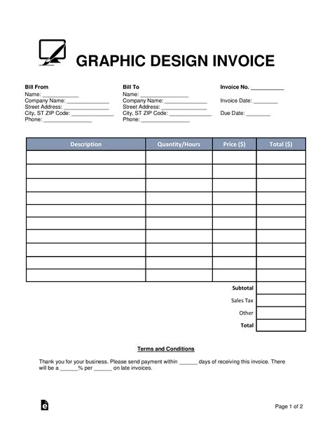 Invoice for Graphic Design Services